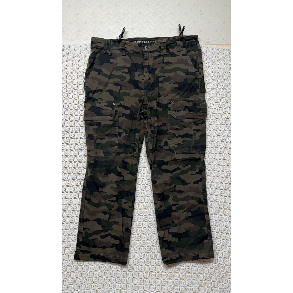 Duluth Camo Jeans Men 36x30 Fits 36x27 Standard Fit Cargo Pockets Flex Fire Hose